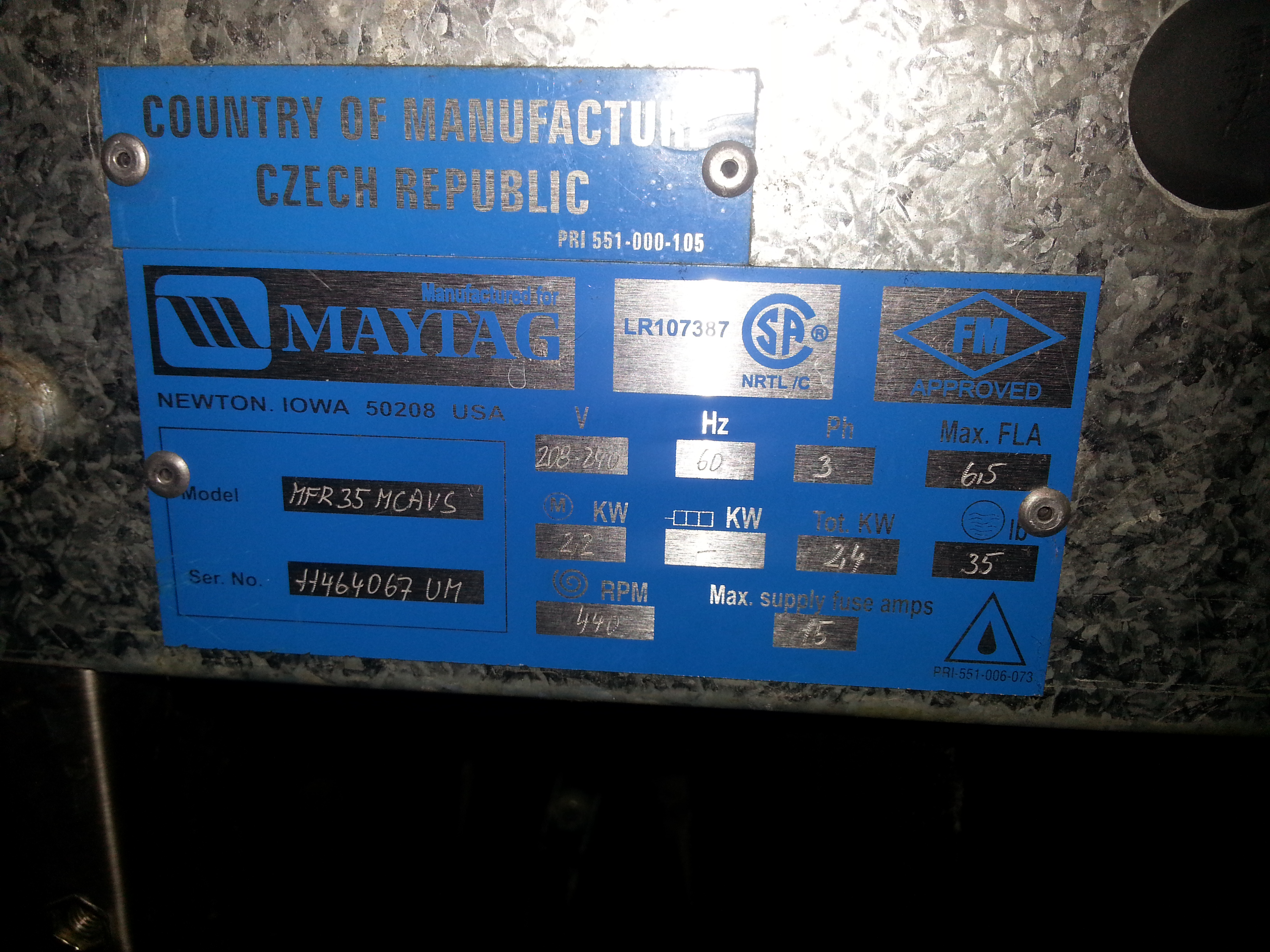 Maytag Coin Operated 35LB Washer