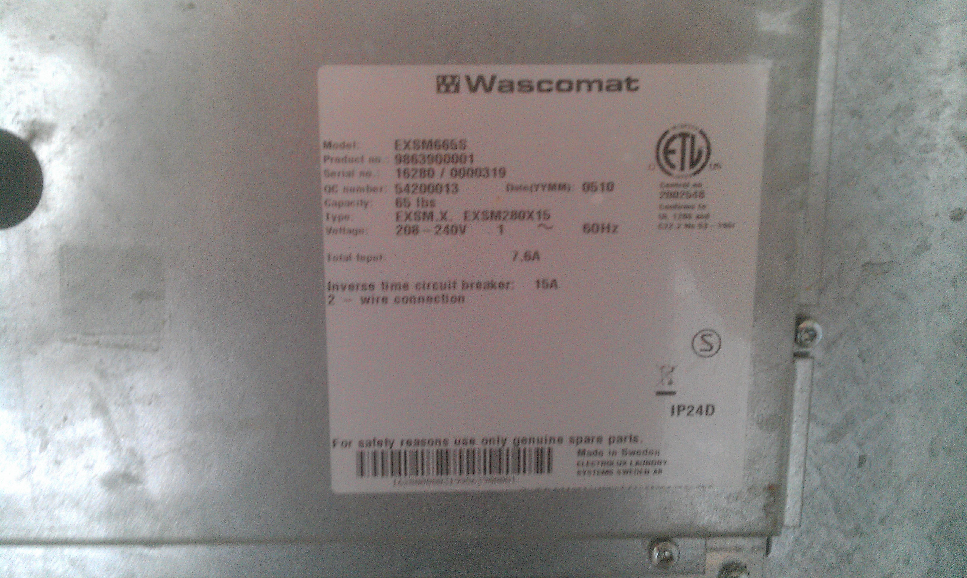 Wascomat EXSM665S